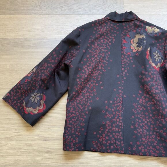 Chicos Jacket Women XL Floral Kimono Style Open Topper Lined - Picture 8 of 11